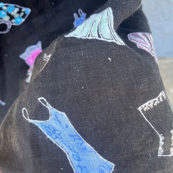 Vintage Liz Claiborne Linen Skirt Quirky fashion print size 8 y2k 90s - Picture 4 of 12